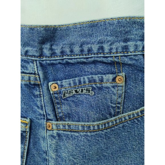 Vintage Levi's Baggy Fit Men's Jean Shorts Size 33 90s Blue Dirty Wash Denim - Picture 2 of 10